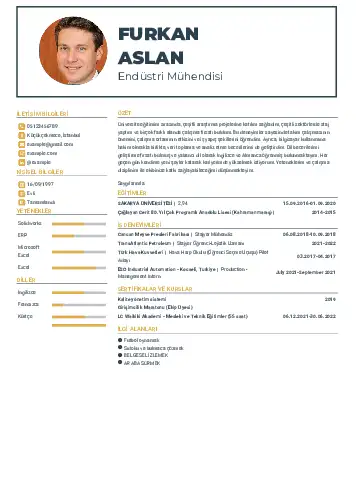 Endüstri Mühendisi CV Örnekleri cv indir